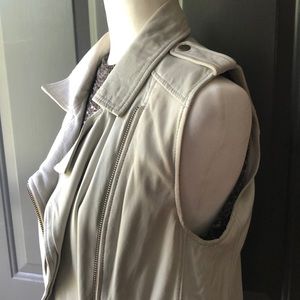 NWT Lucky Brand Leather Moto Vest - Grey
